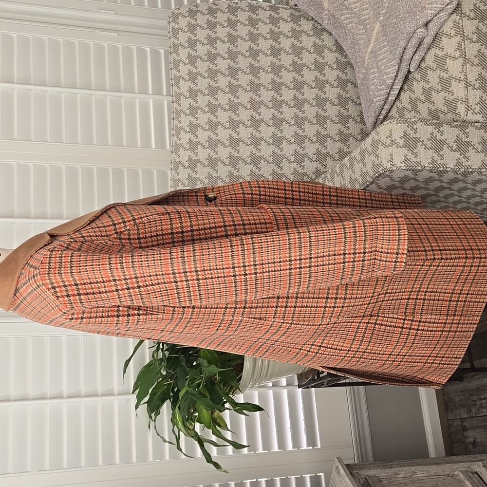 Talbots Campfire Plaid Wool Blend Trench Coat Size 12 NWOT - Picture 10 of 15